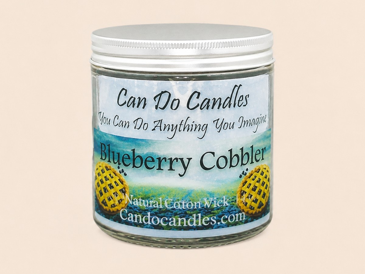Can Do Candles Blueberry Cobbler candle in a glass jar